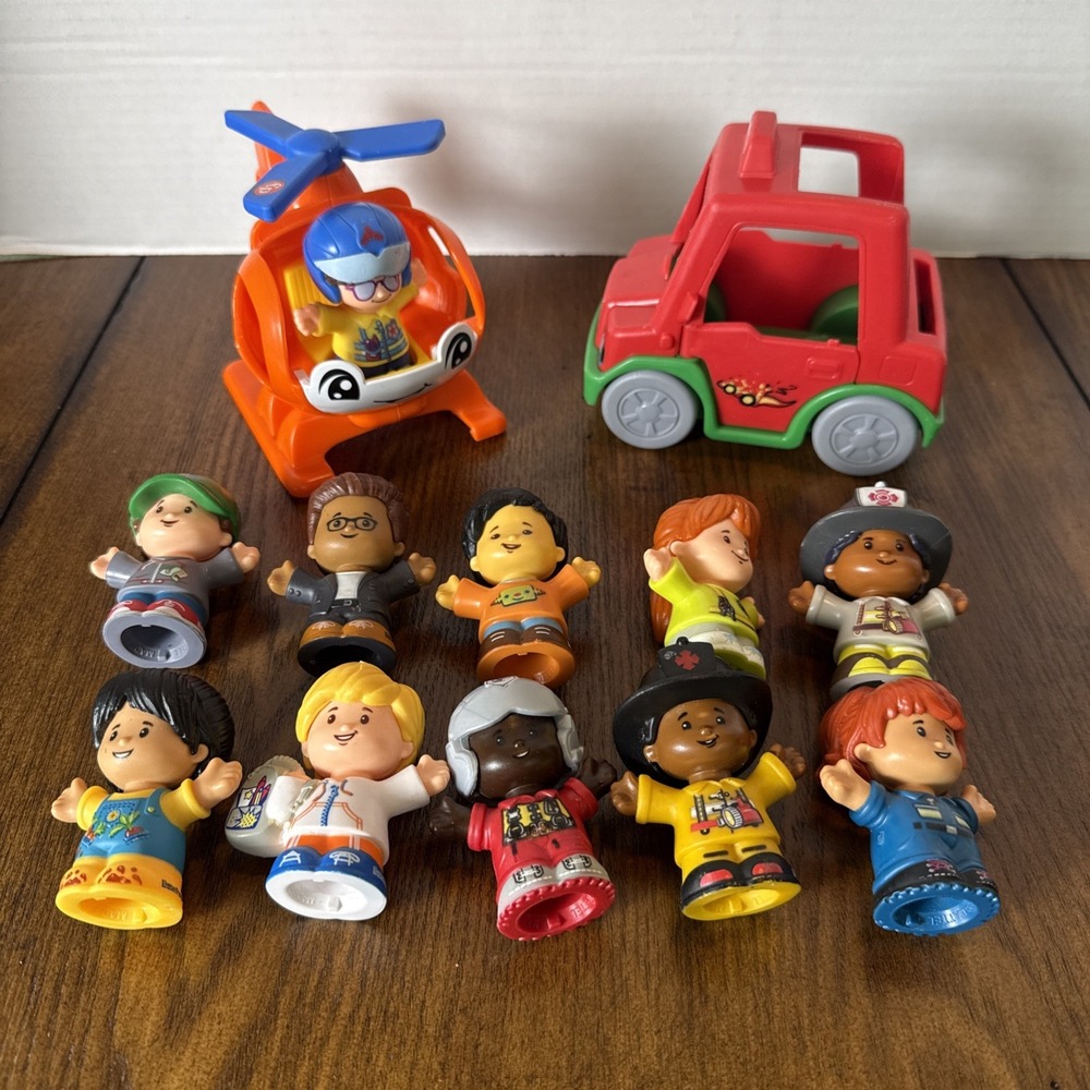 Fisher Price Little People Community Figures 11 LP Helicopter & Truck